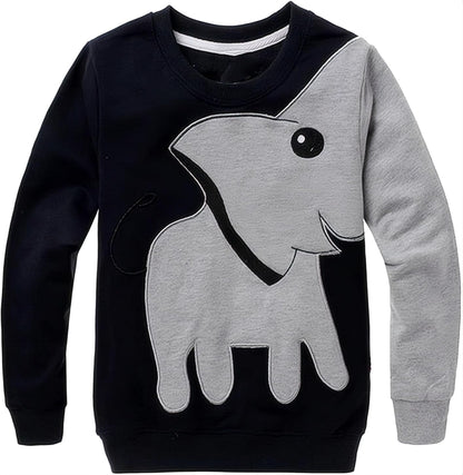 Boys Sweatshirts Cute Elephant Shirts Clothes Kids Pullover Hoodie Toddler Long Sleeve Cotton Sweatshirt Sweater