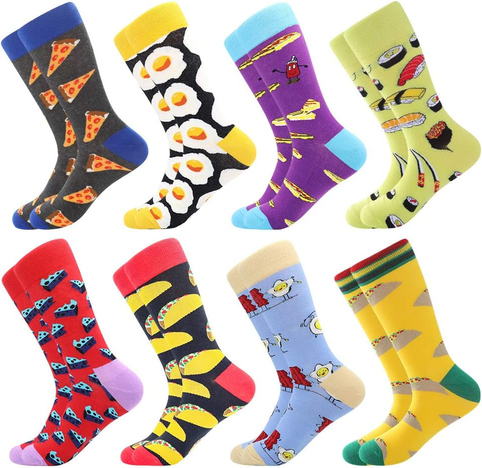 Mens Dress Socks Fun Funny Colorful Crazy Crew Dress Socks for Men 9-12